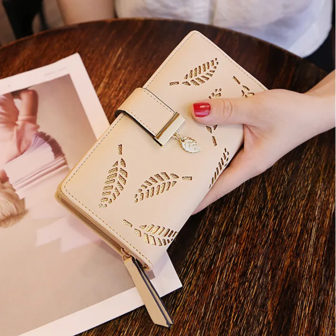Wallet with Leaf Charm Design