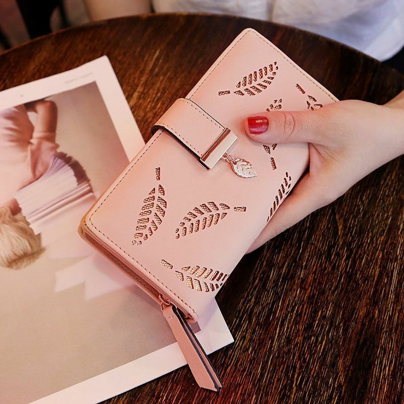 Wallet with Leaf Charm Design