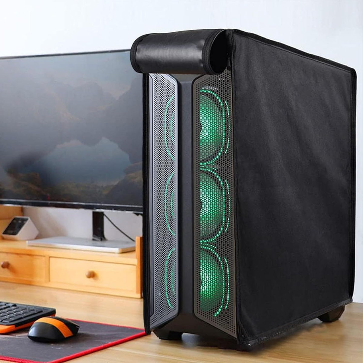 Water-Resistant Computer Tower Dust Cover with Zippers