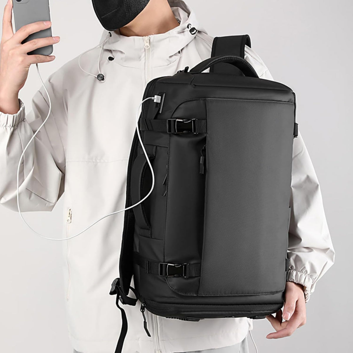 Waterproof Laptop Backpack with Side-Open Design & USB-C Port
