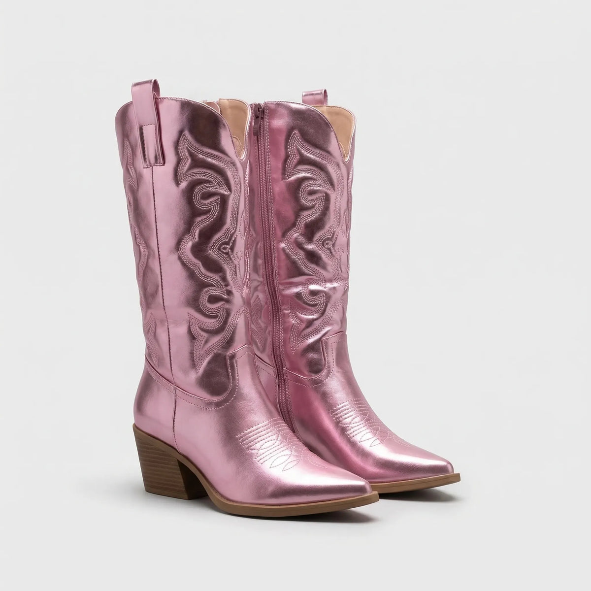 Western-Style Block Heel Boots