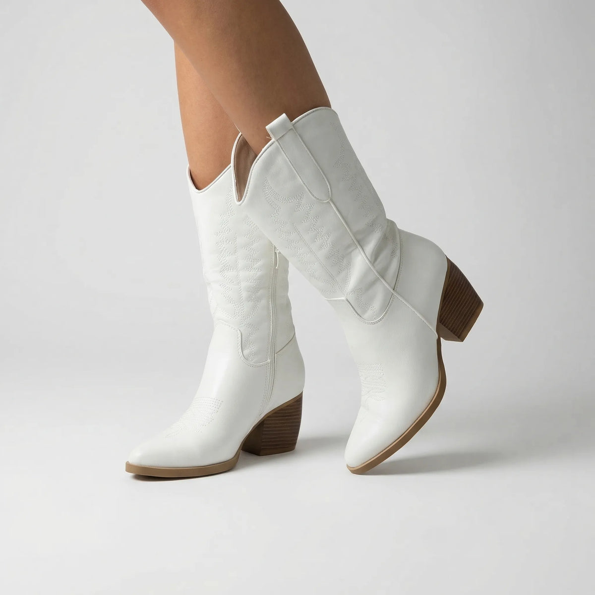 Western-Style Block Heel Boots
