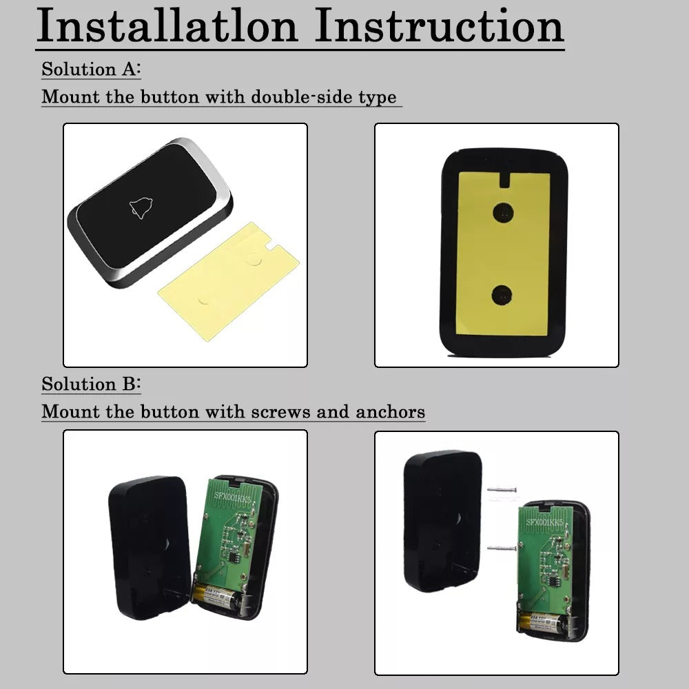 Wireless Waterproof Doorbell with LED Flash, Adjustable Volume & 36 Chimes