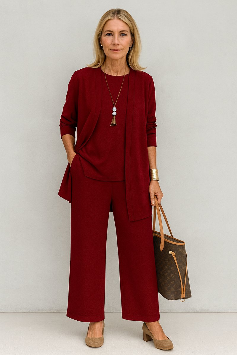 Women's 3-Piece Open-Front Longline Cardigan and Pants Set