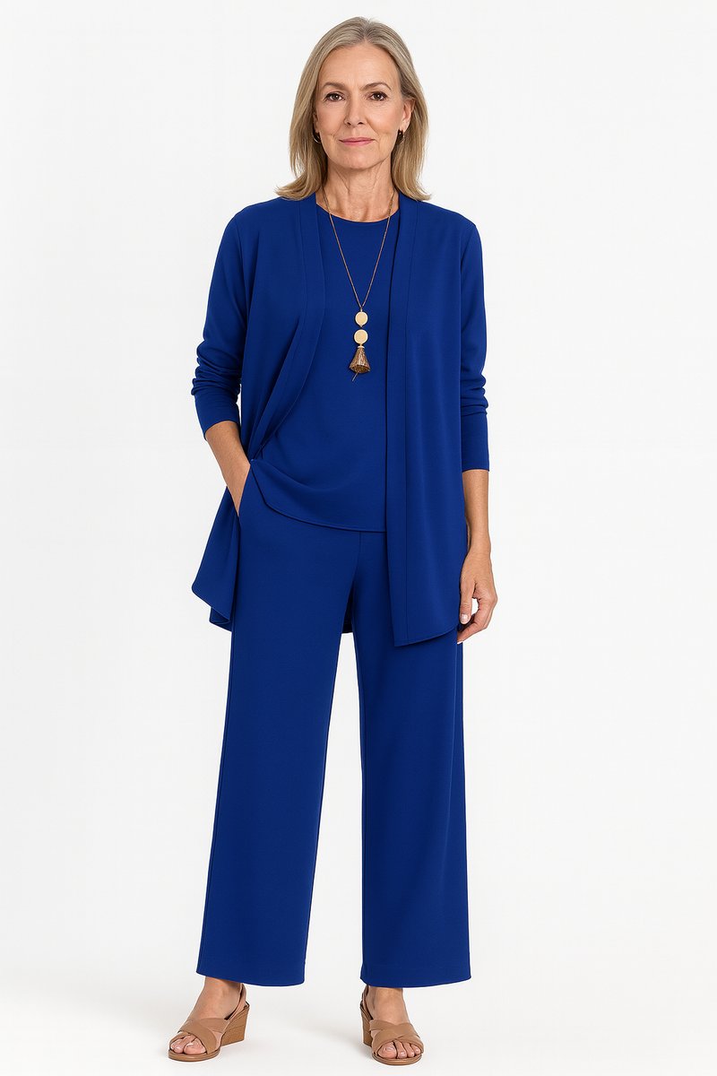 Women's 3-Piece Open-Front Longline Cardigan and Pants Set