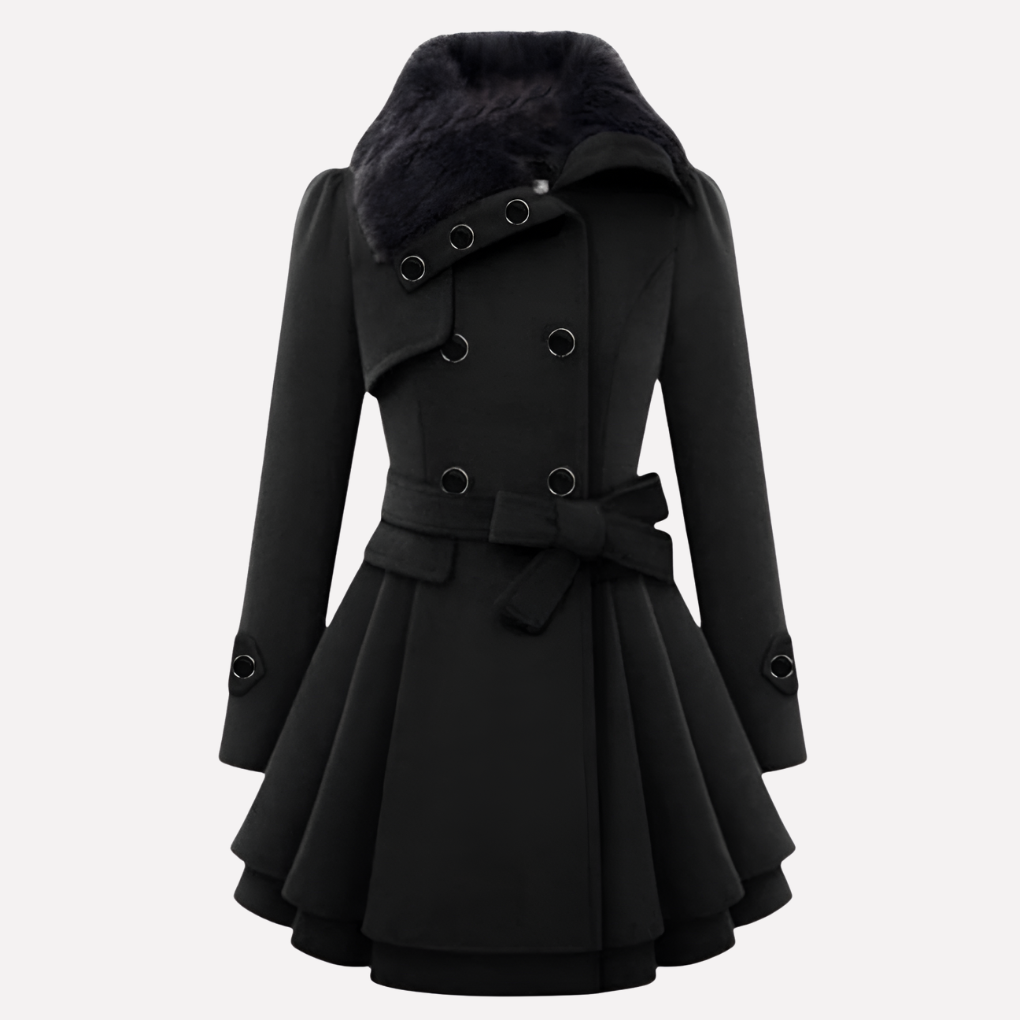 Women’s Belted Winter Coat with Buttons
