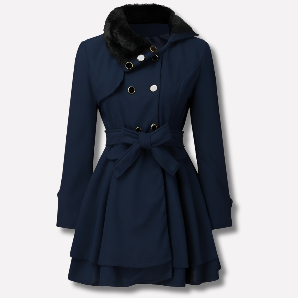 Women’s Belted Winter Coat with Buttons