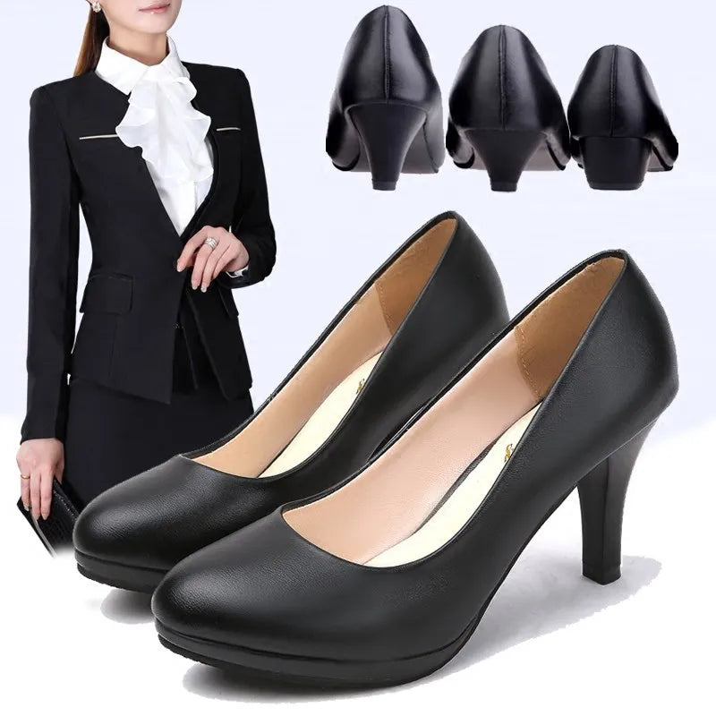 Women's Black Orthopedic Pumps with Cushioned Support