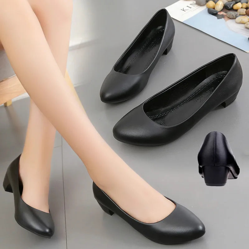 Women's Black Orthopedic Pumps with Cushioned Support