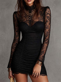 Women's Black Ruched Mini Dress