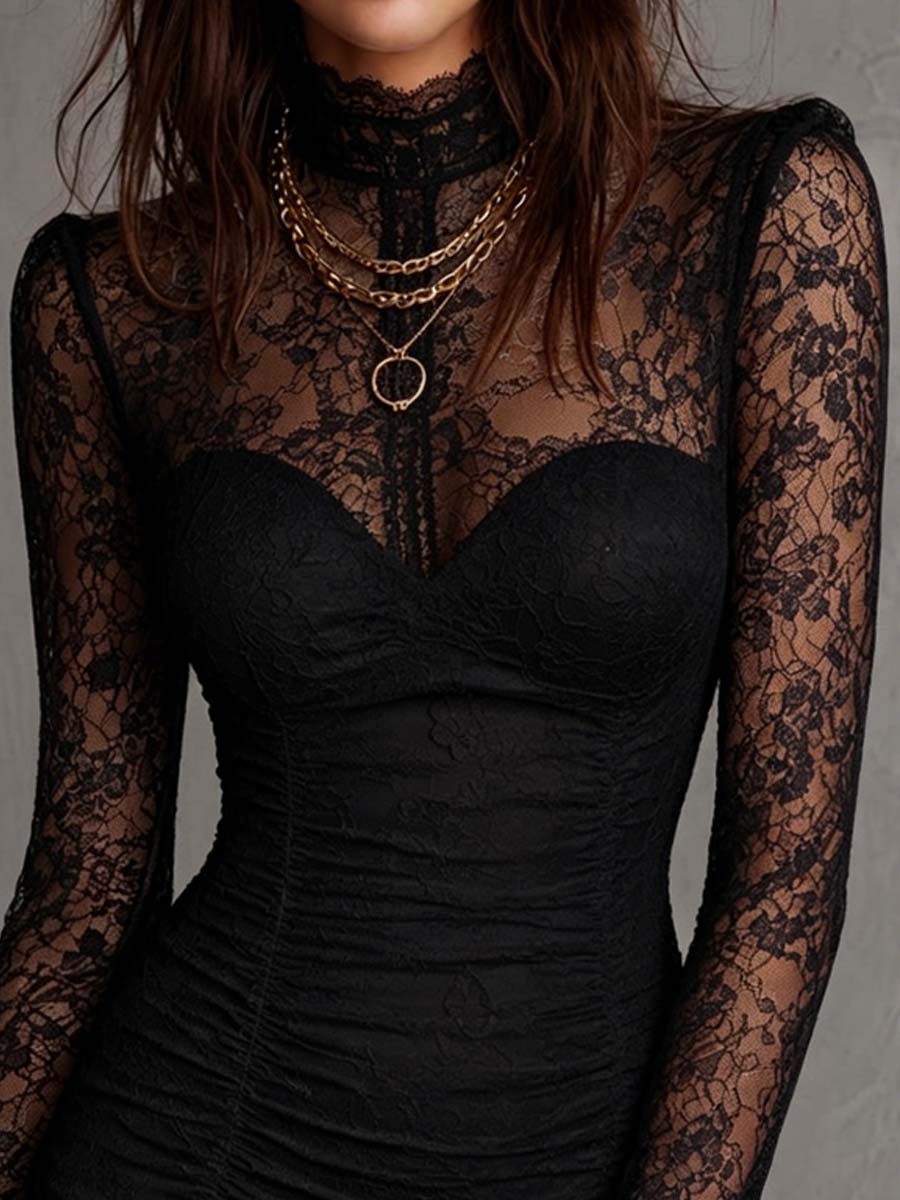 Women's Black Ruched Mini Dress