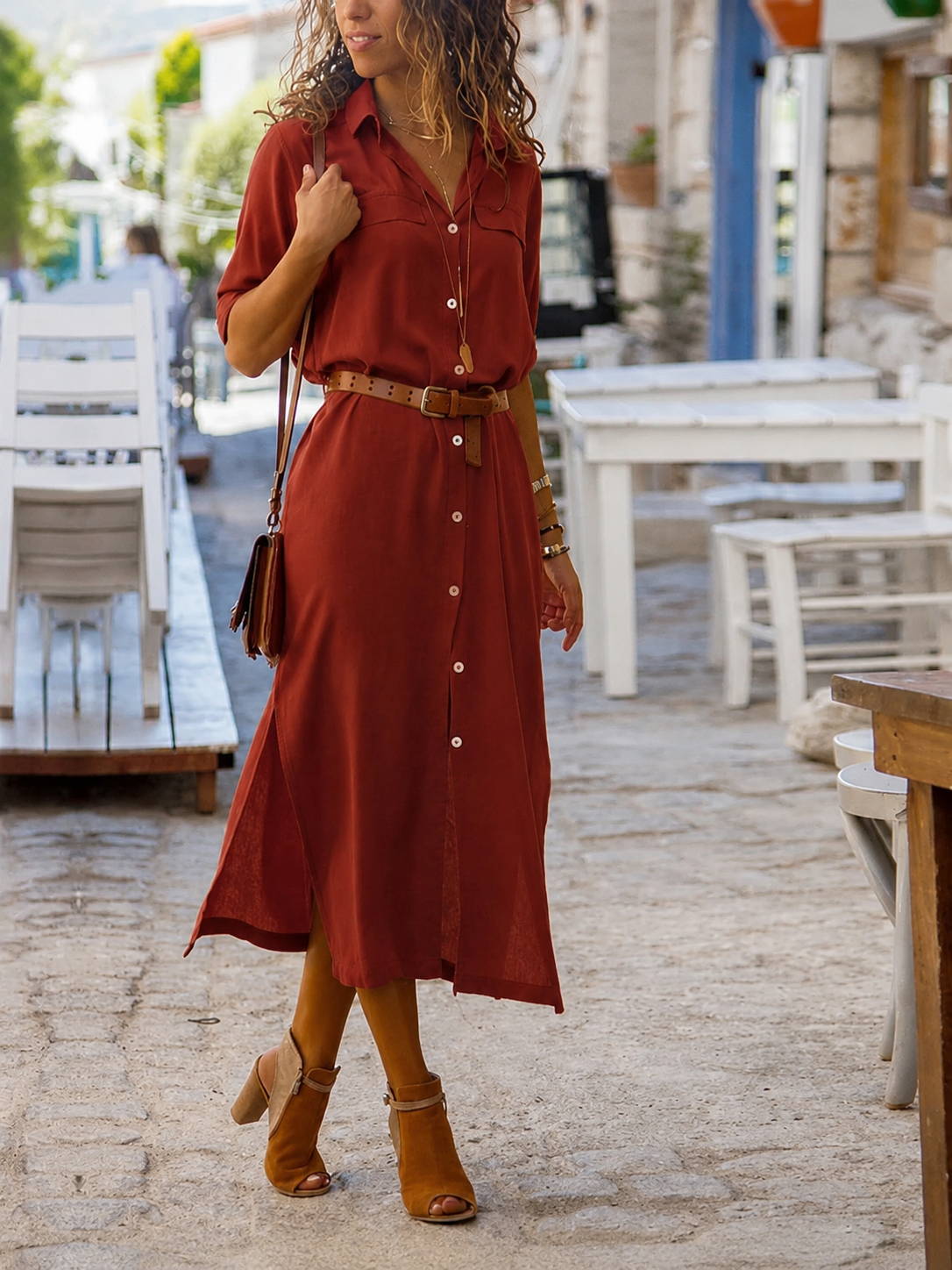 Women's Button-Down Midi Dress