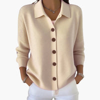 Women's Button-Front Cardigan with Lapel Collar