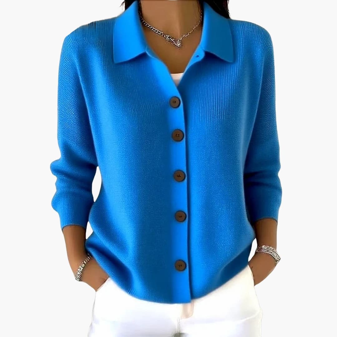 Women's Button-Front Cardigan with Lapel Collar