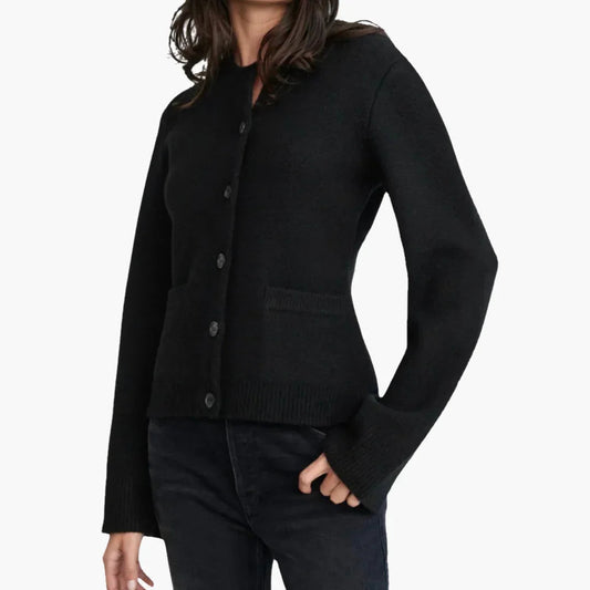 Women's Button-Front Round-Neck Cardigan