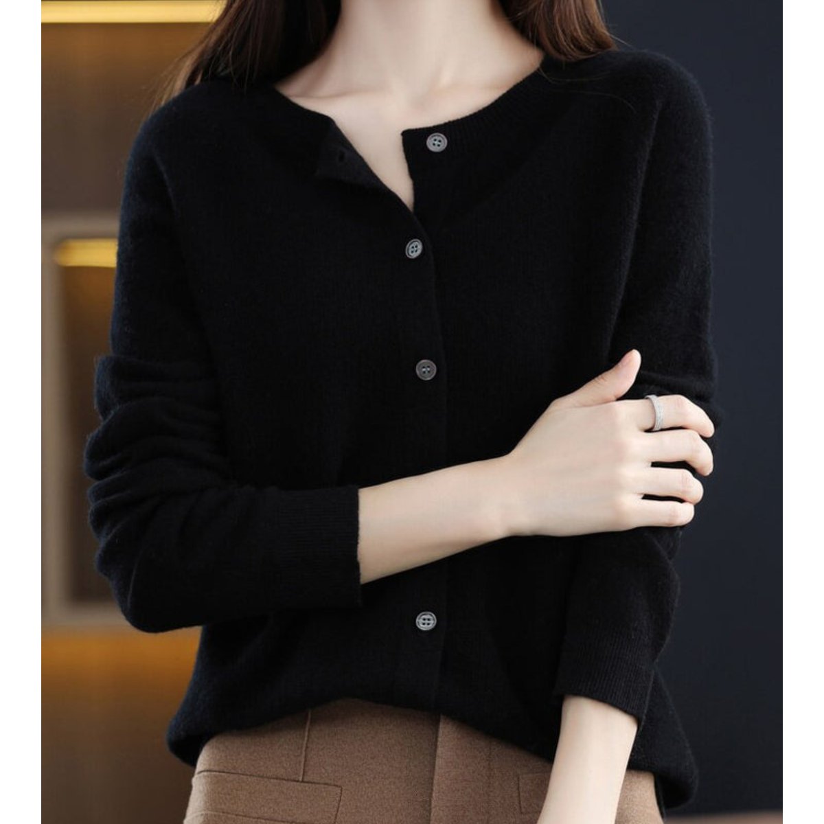 Women's Button-Front V-Neck Cardigan Sweater