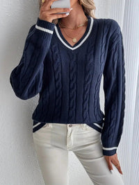 Women's Cable V-Neck Sweater