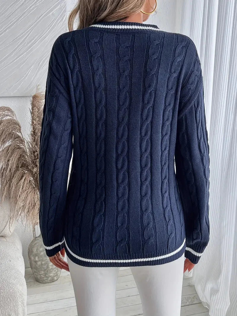 Women's Cable V-Neck Sweater