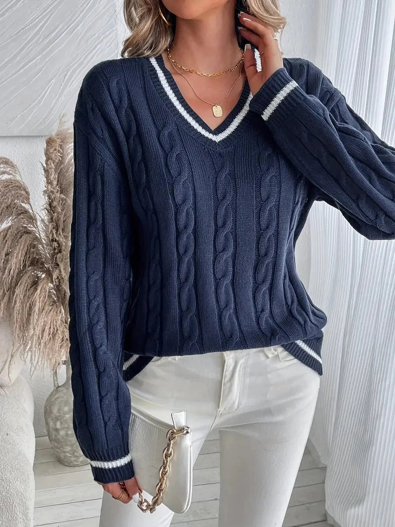 Women's Cable V-Neck Sweater