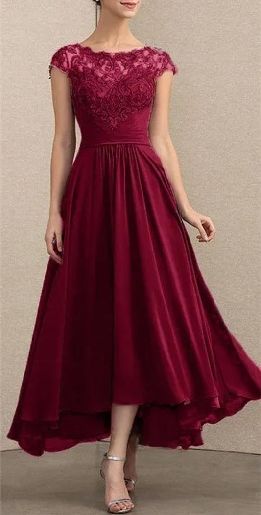 Women's Cap Sleeve A-Line Formal Maxi Dress