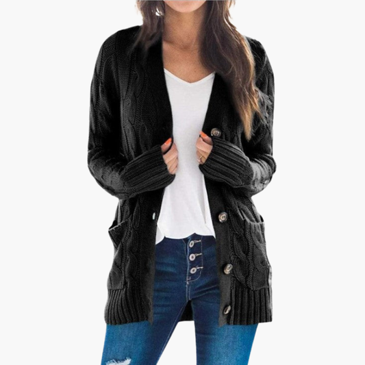 Women's Cardigan with Buttons and Pockets