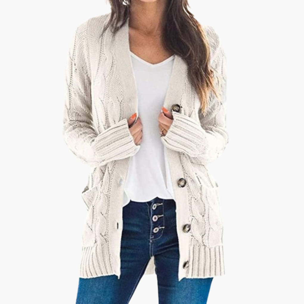 Women's Cardigan with Buttons and Pockets