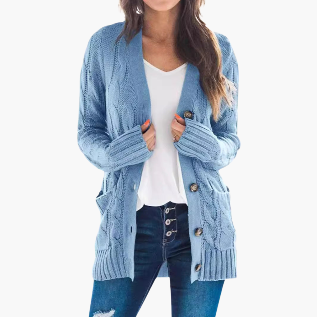 Women's Cardigan with Buttons and Pockets