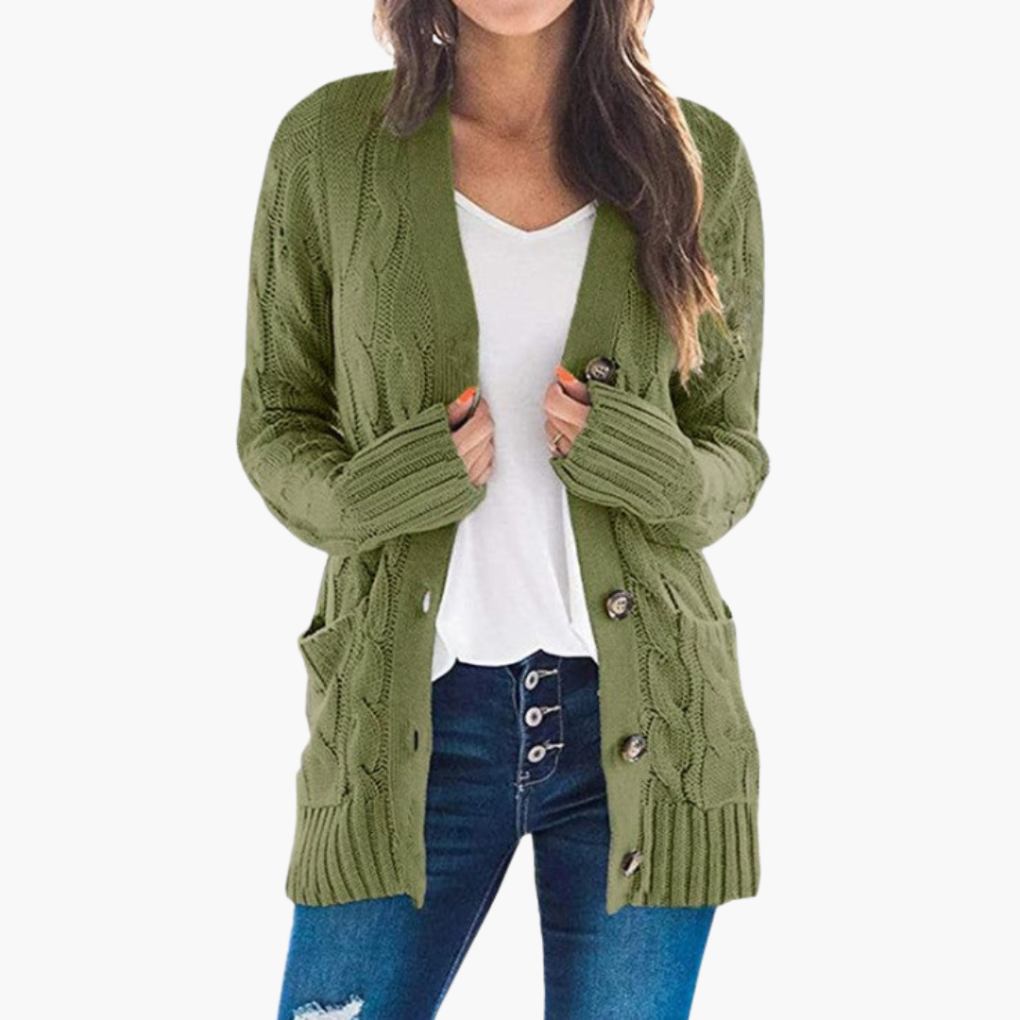 Women's Cardigan with Buttons and Pockets