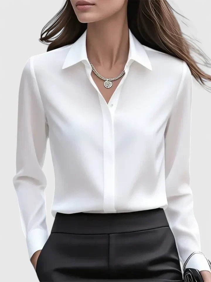 Women's Concealed-Placket Long-Sleeve Button-Down Shirt