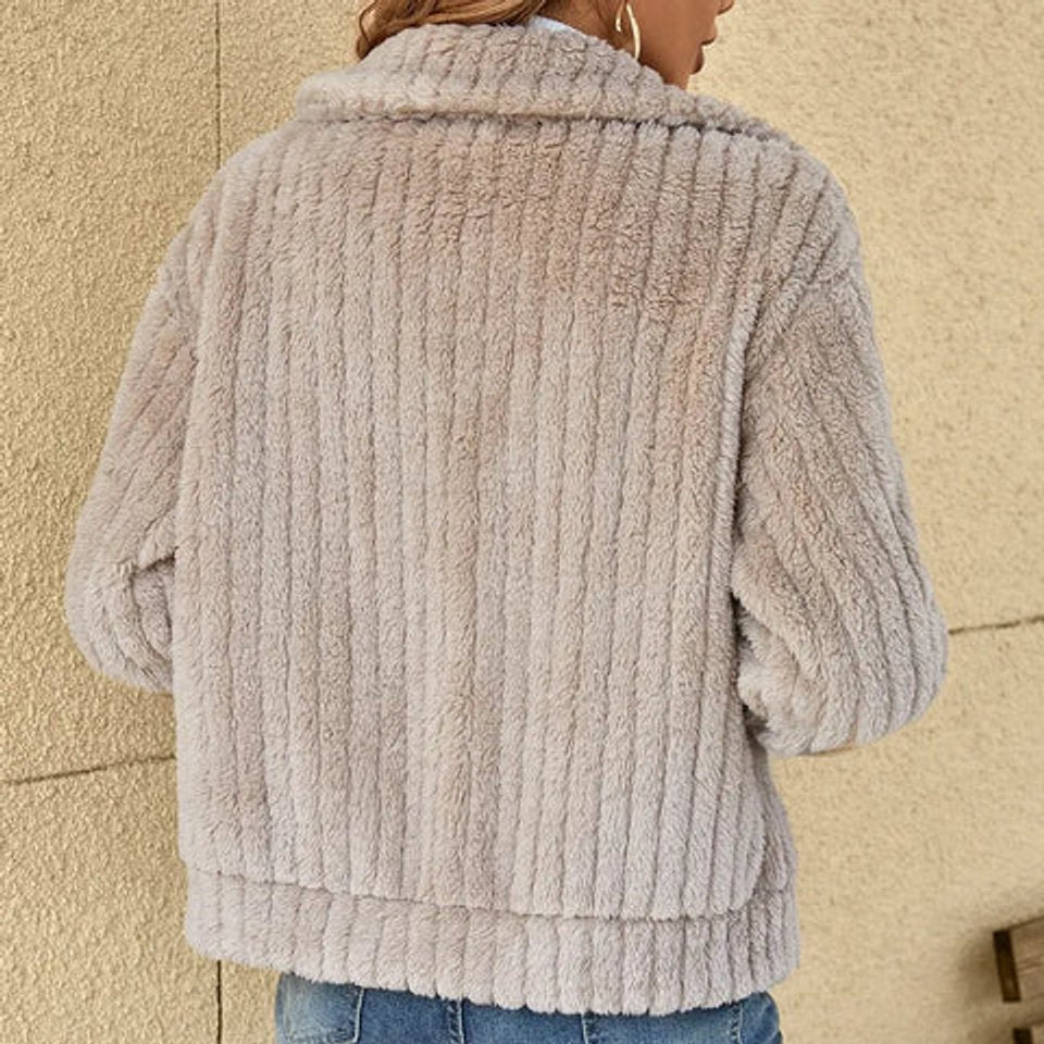 Women's Cozy Plush Zip-Up Quilted Jacket