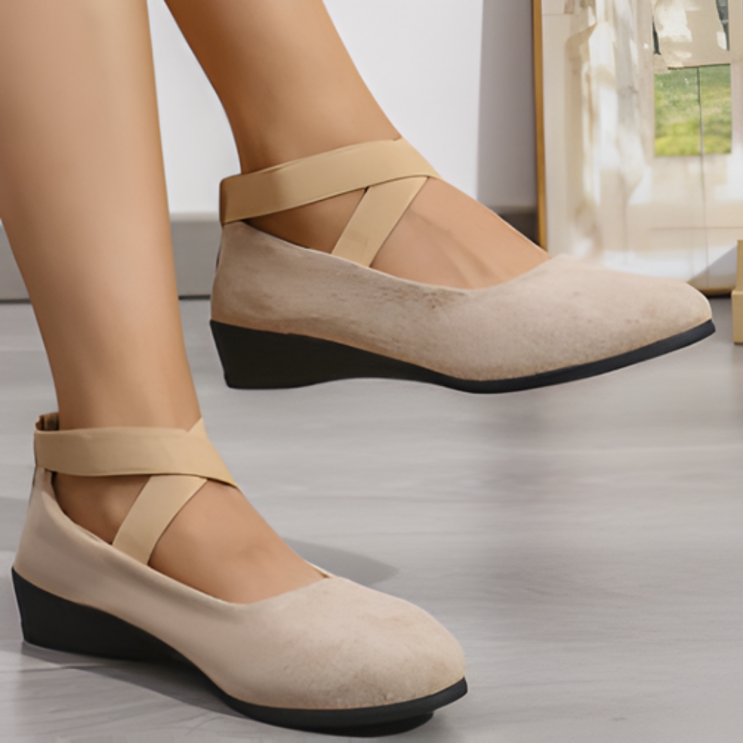 Women's Criss-Cross Closed-Toe Low-Heel Ballet Flats