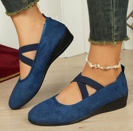 Women's Criss-Cross Closed-Toe Low-Heel Ballet Flats