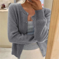 Women's Cropped Relaxed-Fit Button-Front Cardigan