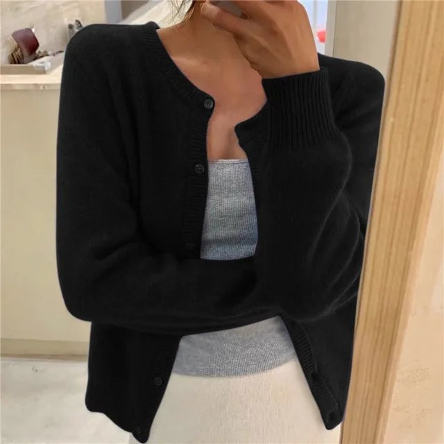 Women's Cropped Relaxed-Fit Button-Front Cardigan