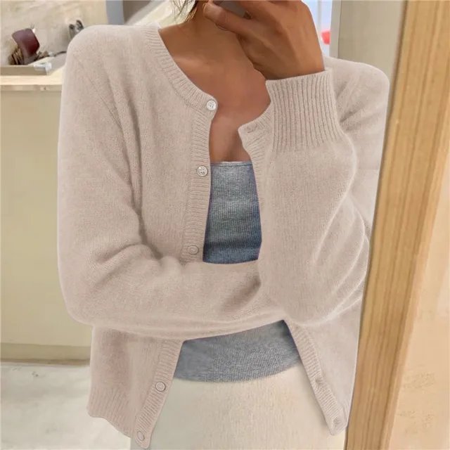 Women's Cropped Relaxed-Fit Button-Front Cardigan