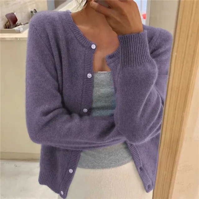 Women's Cropped Relaxed-Fit Button-Front Cardigan