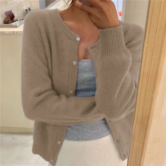 Women's Cropped Relaxed-Fit Button-Front Cardigan