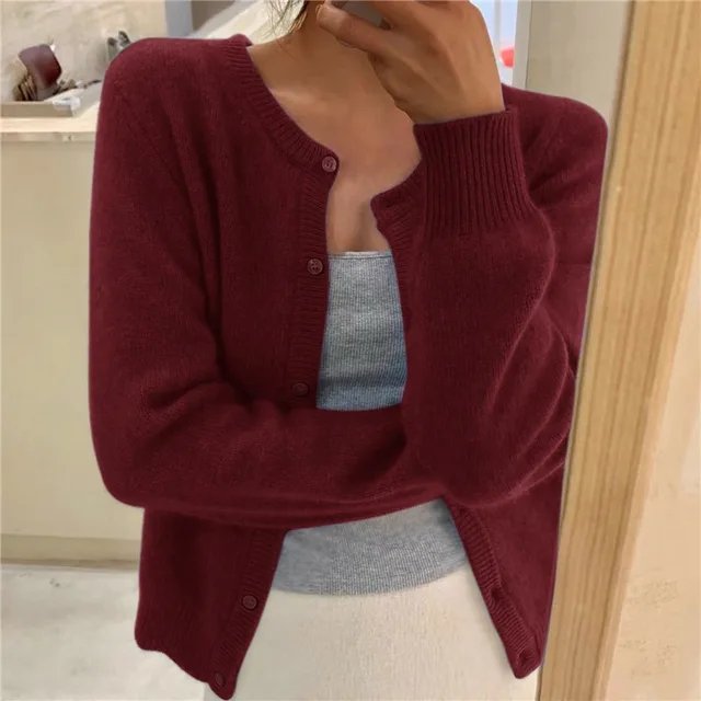 Women's Cropped Relaxed-Fit Button-Front Cardigan