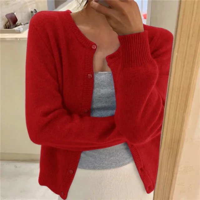 Women's Cropped Relaxed-Fit Button-Front Cardigan