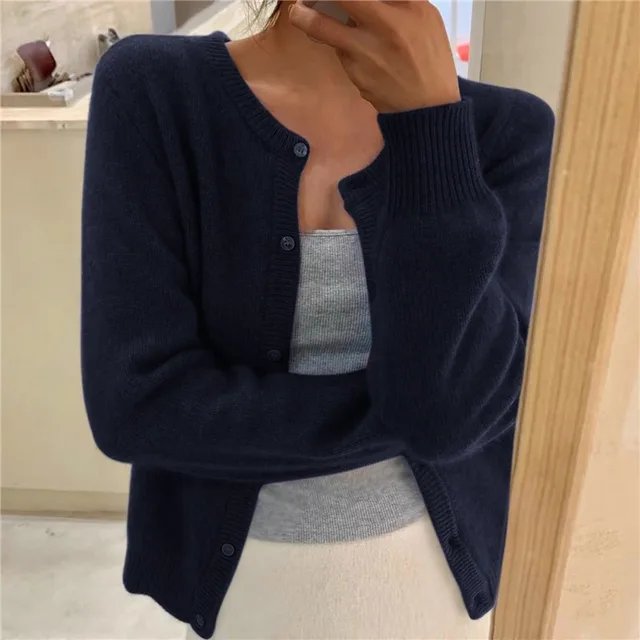 Women's Cropped Relaxed-Fit Button-Front Cardigan
