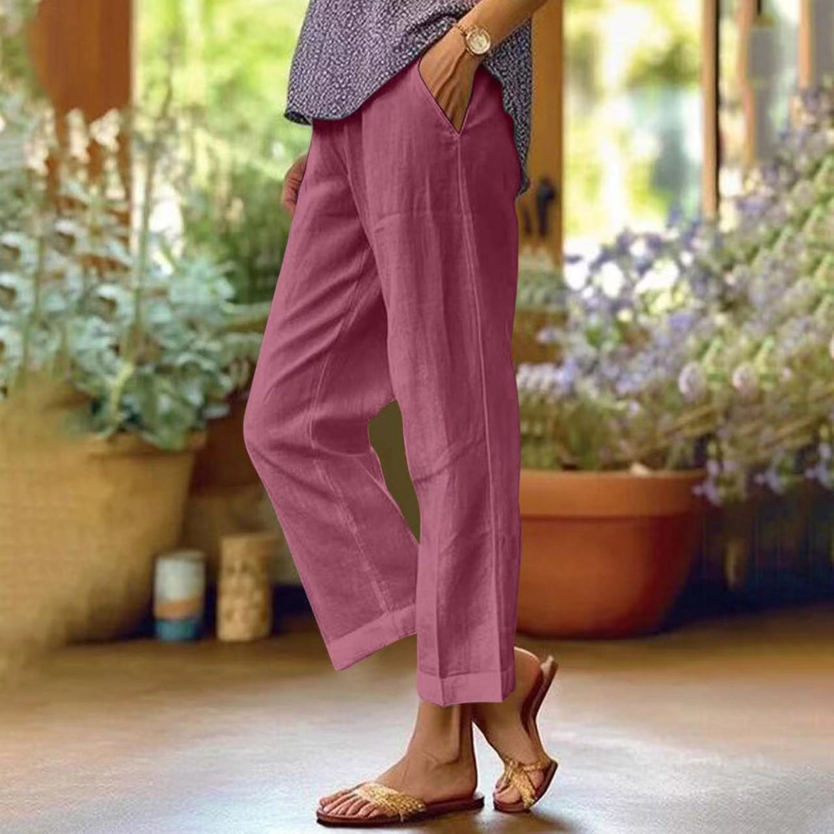 Women's Cropped Wide Leg Pants