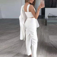 Women's Elegant 3-Piece Blazer Set with Pants & Top