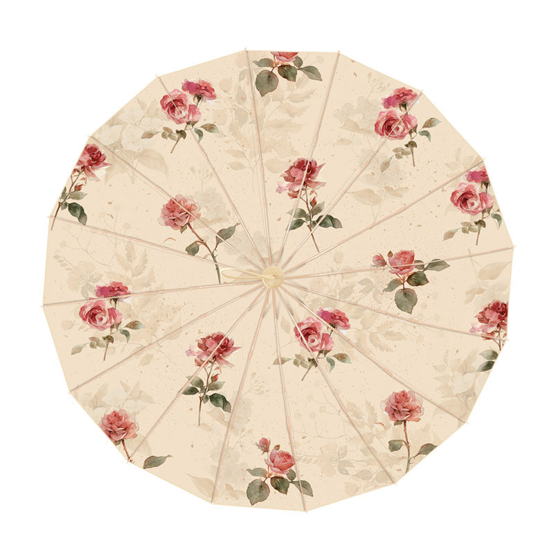 Women's Elegant Folding Parasol with Floral Design and Carrying Case