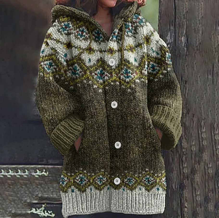 Women's Fair Isle Hooded Cardigan: Timeless Style & Coziness