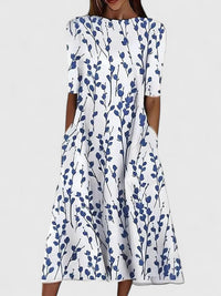 Women's Floral Summer Dress with Round Neckline – Comfortable Fit for Sunny Days