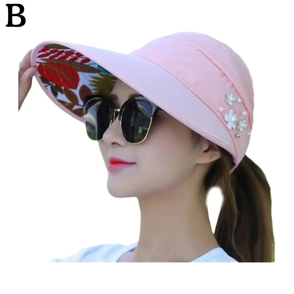 Women's Foldable Wide-Brim Beach Hat with UV Protection