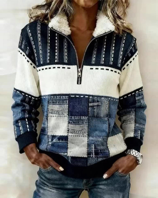 Women's Half-Zip Colorblock Sweater