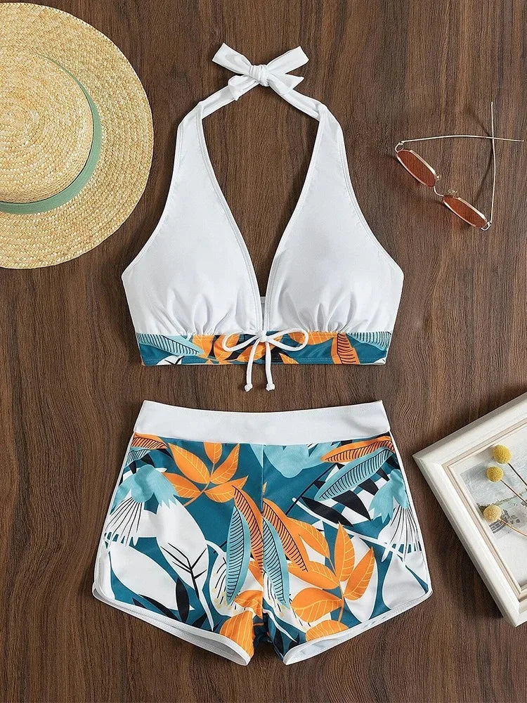 Women's Halter Top Two-Piece Swimsuit Set