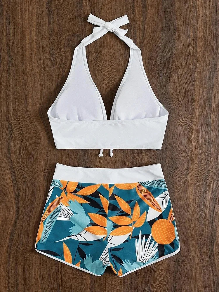 Women's Halter Top Two-Piece Swimsuit Set