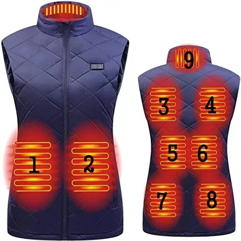 Women's Heated Vest with 9 Heating Zones